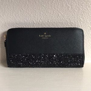 KATE SPADE wallet greta court black glitter